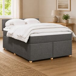 Double Box Spring Bed with Pocket Spring Mattress and LED Lights