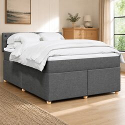 Double Box Spring Bed with Pocket Mattress and LED Lights