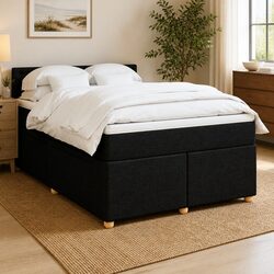 Double Box Spring Bed with Pocket Mattress and Integrated LED Lighting
