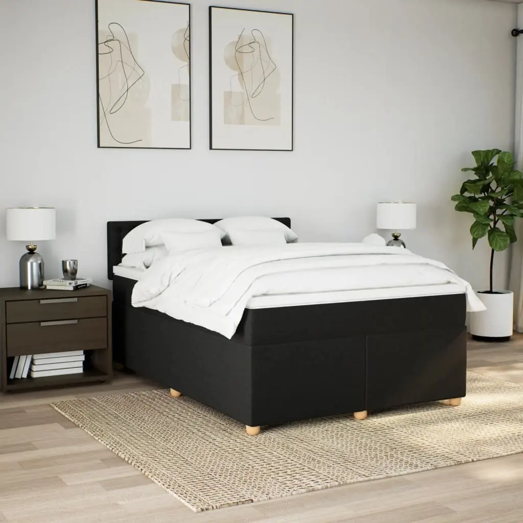 Double Bed with Pocket Spring Mattress and Topper Comfort Feature Black Fabric