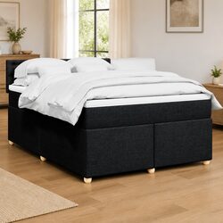 Queen Box Spring Bed with Pocket Mattress and Adjustable LED Lights