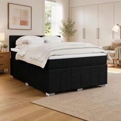 Double Box Spring Bed with Pocket Spring Mattress and LED Lights