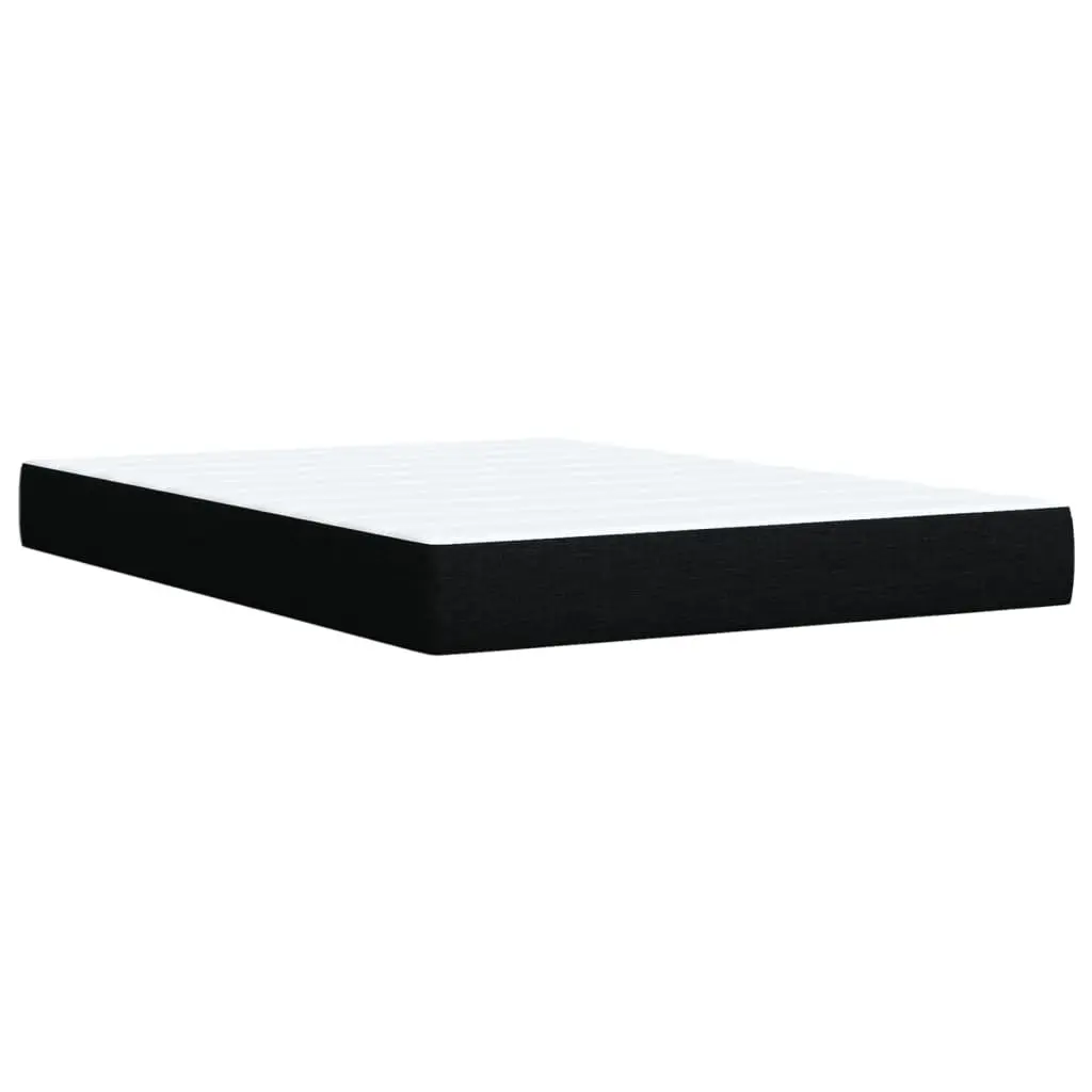 Box Spring Bed with Pocket Mattress and Adjustable LED Lights Black Fabric