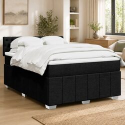 Black Fabric Box Spring Bed with Pocket Spring Mattress