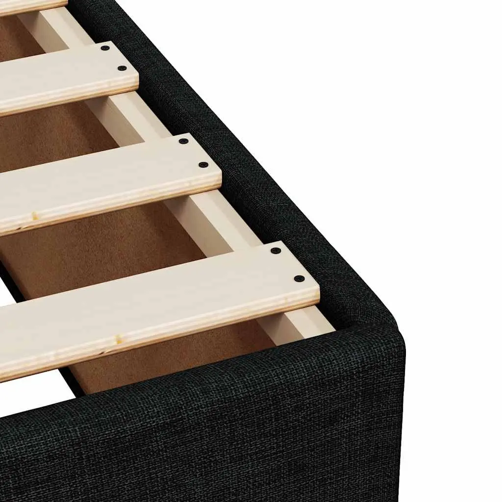 Double Bed with Pocket Mattress and LED Lights Soft Black Fabric