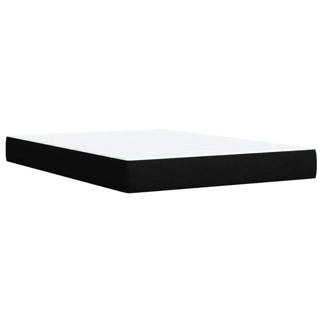 Double Bed with Pocket Mattress and LED Lights Soft Black Fabric