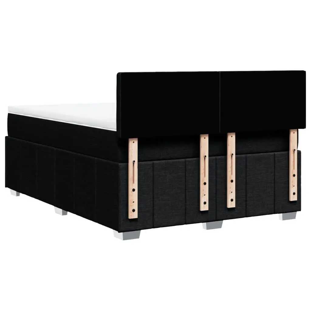 Box Spring Bed with Pocket Mattress and LED Lights Black Fabric