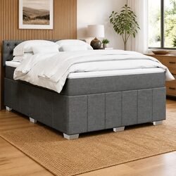 Queen Box Spring Bed with Pocket Spring Mattress and LED