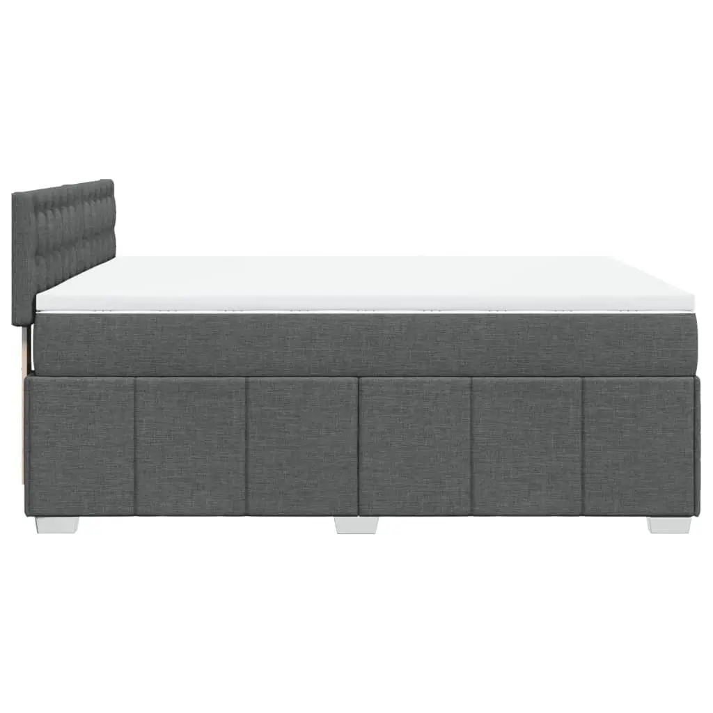 Queen Box Spring Bed with Pocket Spring Mattress Adjustable LED Lights Grey Fabric