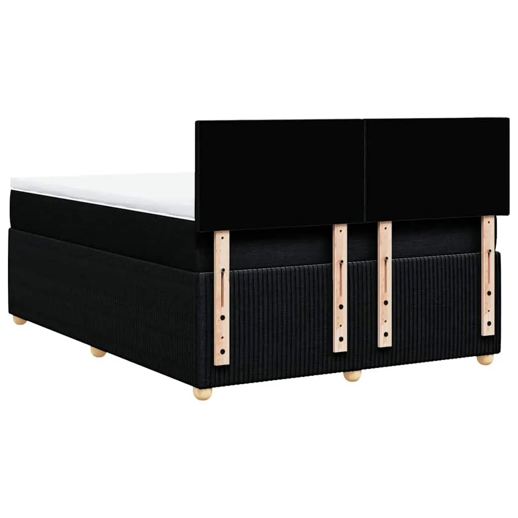 Double Box Spring Bed with Mattress Comfort Black Fabric Double Size