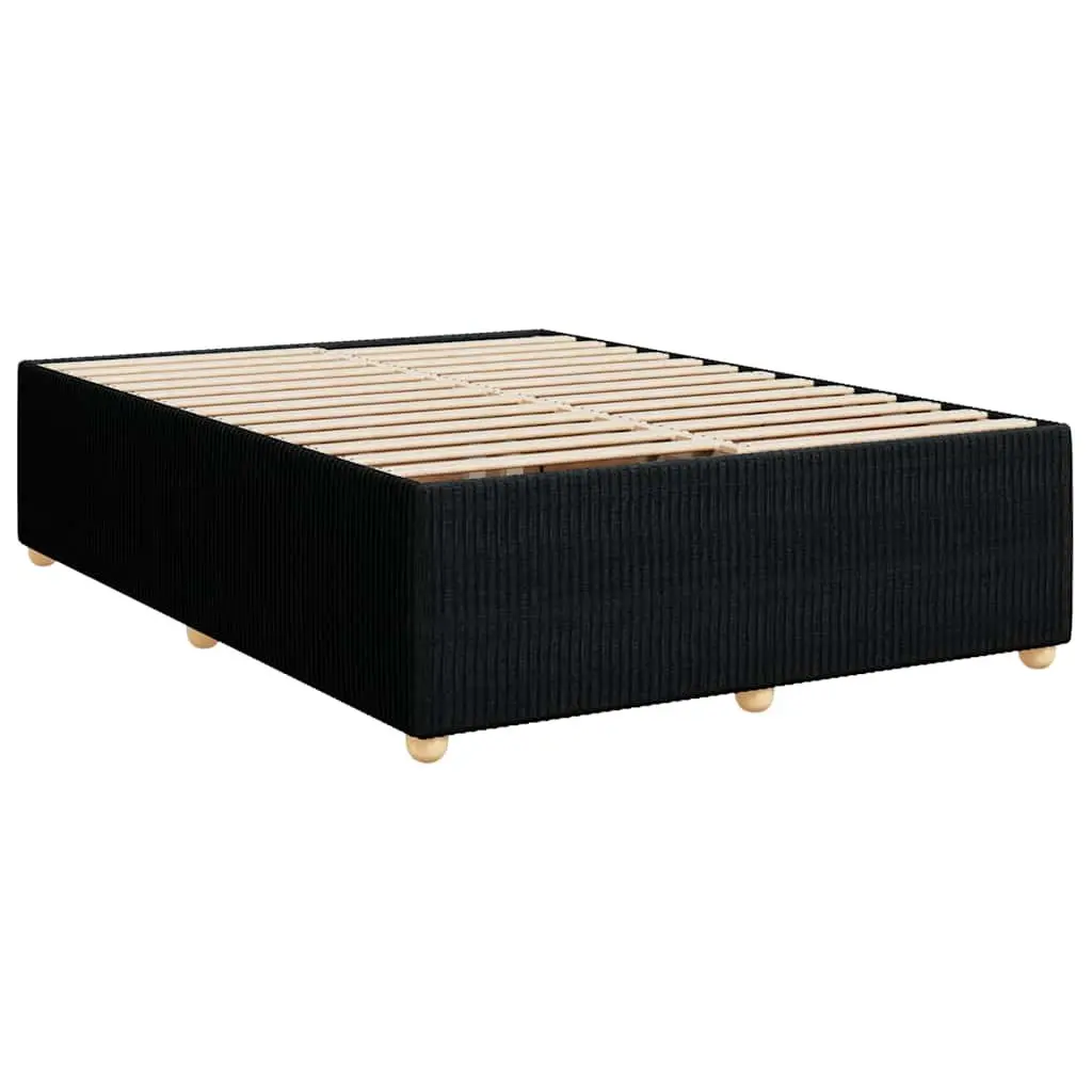 Double Box Spring Bed with Mattress Comfort Black Fabric Double Size