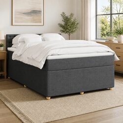 Double Box Spring Bed with Pocket Mattress and LED Lighting