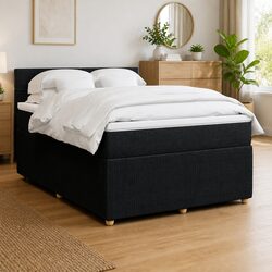 Queen Box Spring Bed with Pocket Spring Mattress and LED Lighting