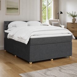 Queen Box Spring Bed with Pocket Spring Mattress and LED