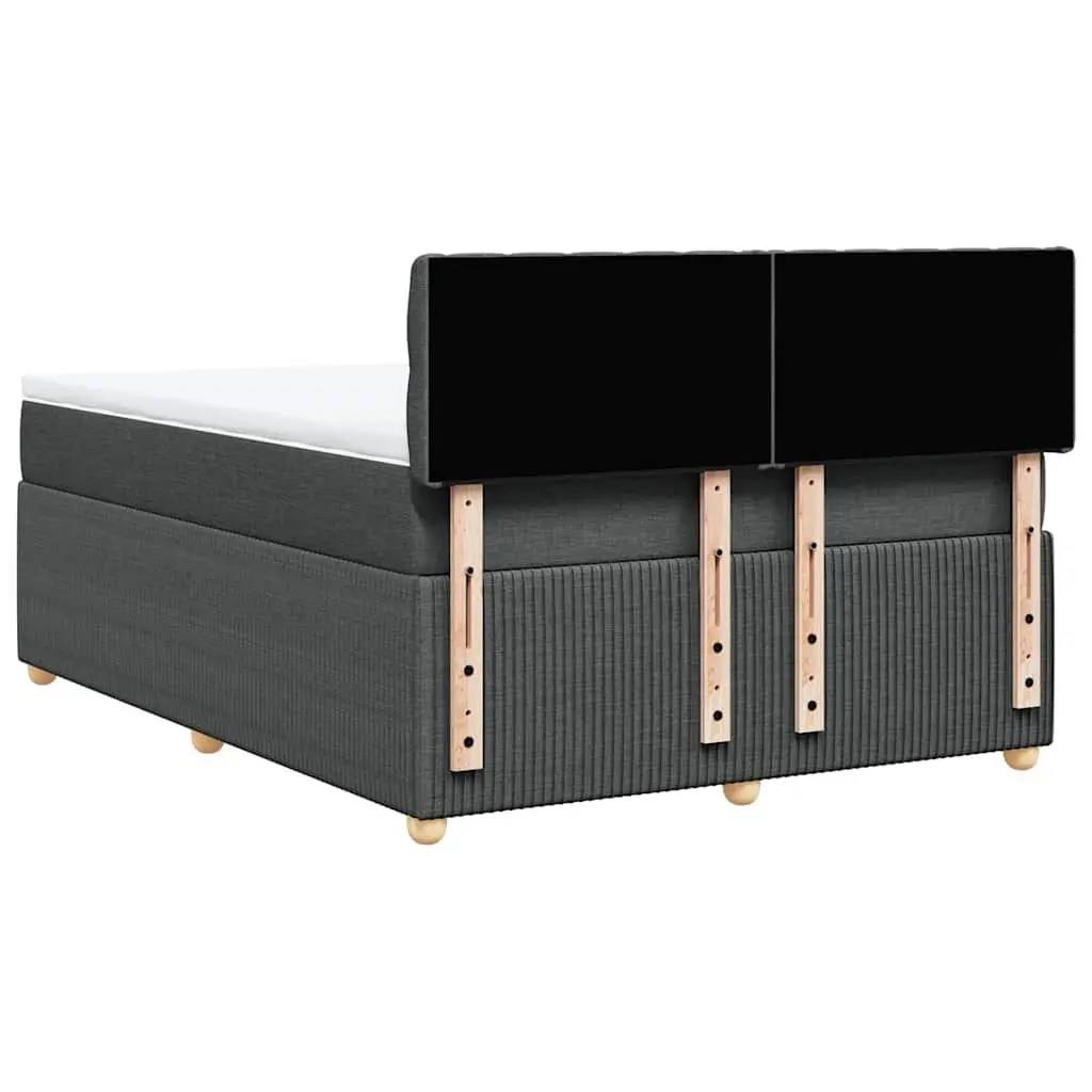 Queen Box Spring Bed with Pocket Spring Mattress Adjustable LED Lights Grey Fabric