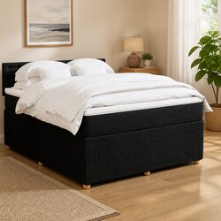 Queen Box Spring Bed: Pocket Mattress with Adjustable LED Lights