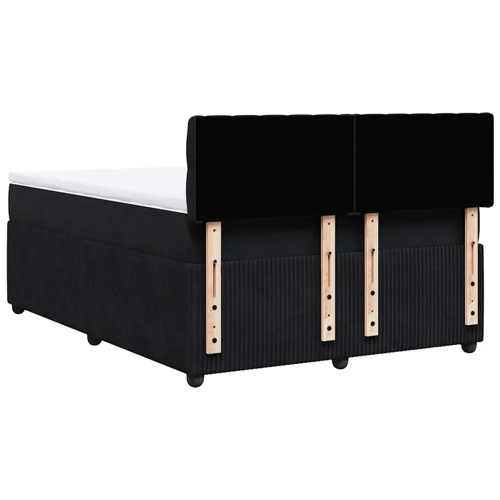 Box Spring Bed Velvet Grey with Pocket Mattress and LED Lights Double