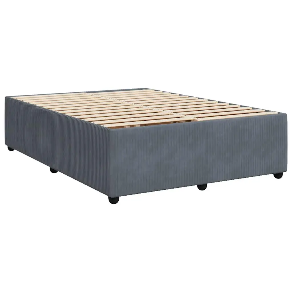 Queen Box Spring Bed with Pocket Spring Mattress Velvet Upholstered Grey