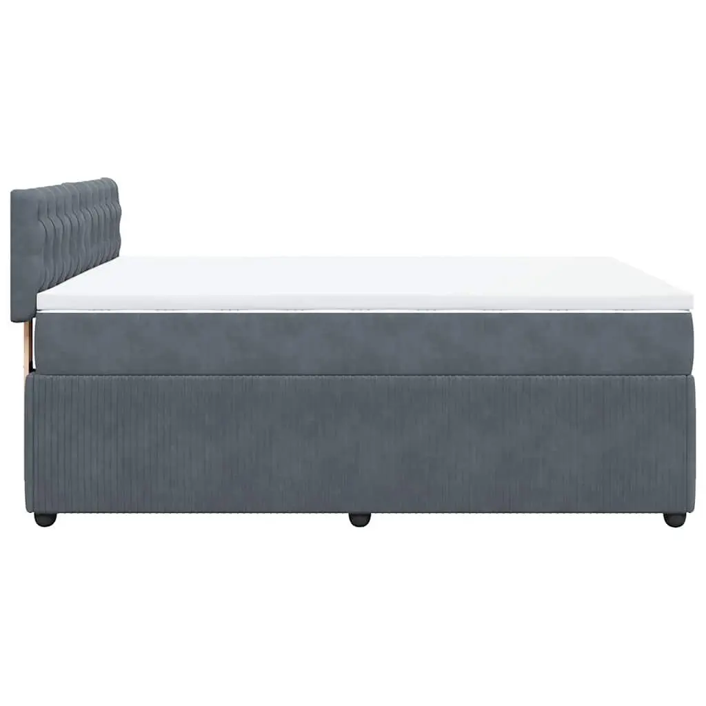 Queen Box Spring Bed with Pocket Spring Mattress Adjustable LED Lights Grey Velvet