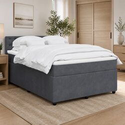 Queen Box Spring Bed with Pocket Spring Mattress and LED Lights
