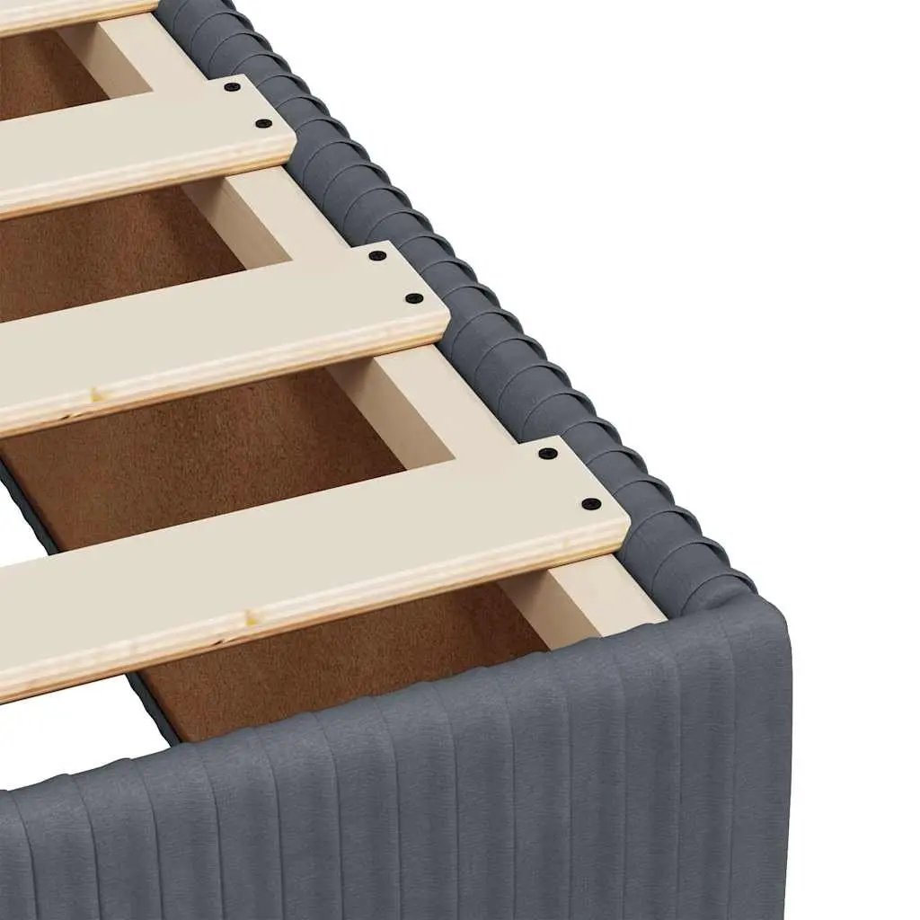 Queen Box Spring Bed with Pocket Spring Mattress Velvet Grey with LED Lights