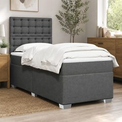 King Single Box Spring Bed with Pocket Spring Mattress and Adjustable Headboard
