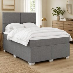 Grey Double Box Spring Bed with Pocket Spring Mattress