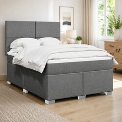 Queen Box Spring Bed with Adjustable Headboard and Mattress
