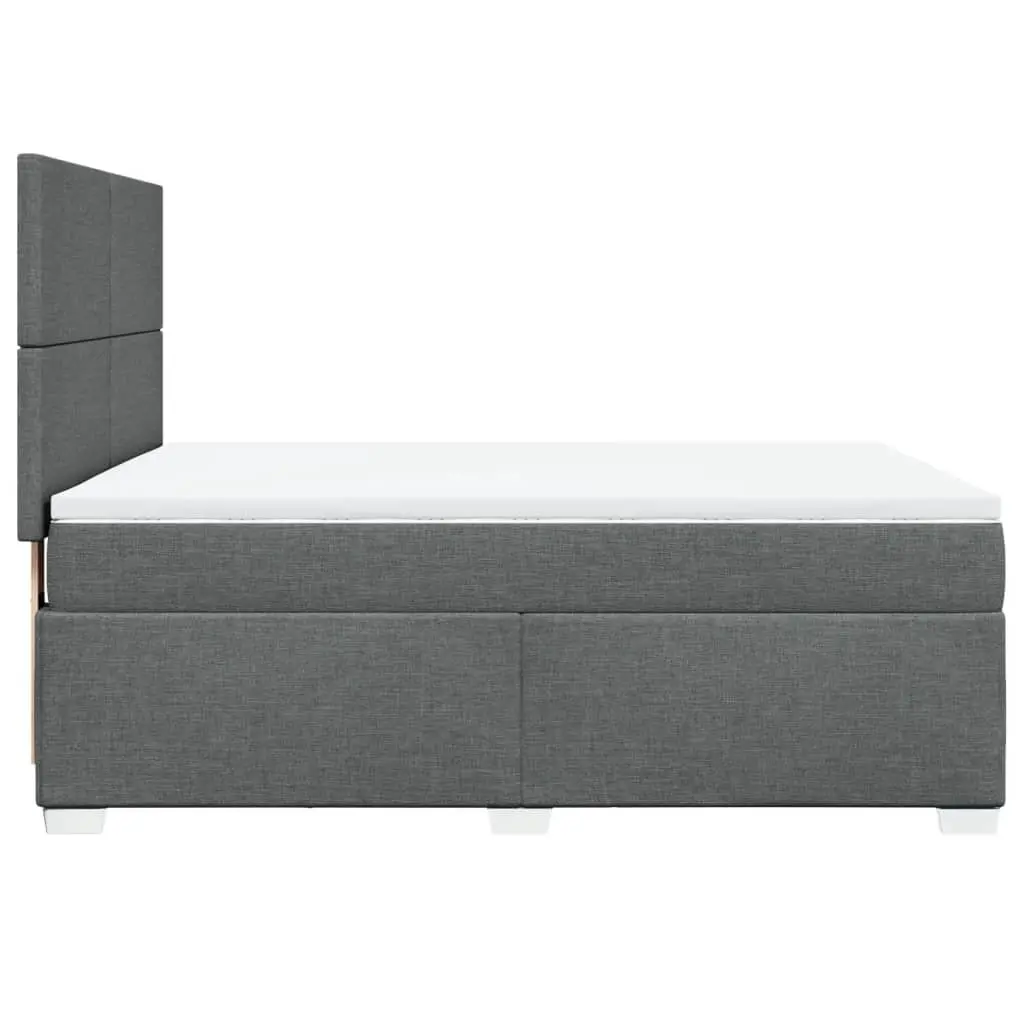 Queen Box Spring Bed with Height-Adjustable Headboard Dark Grey Pocket Spring Mattress