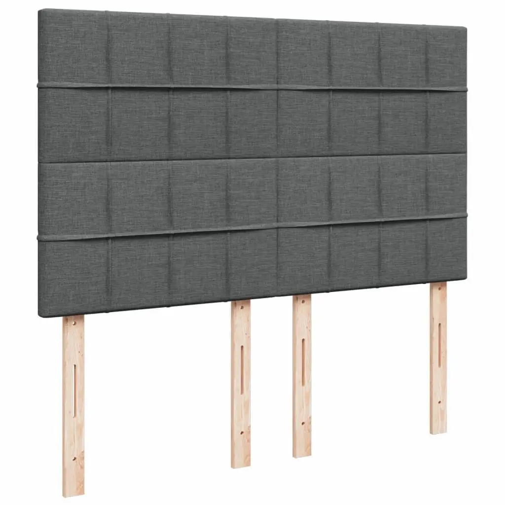 Queen Box Spring Bed with Pocket Spring Mattress Height-Adjustable Headboard Grey