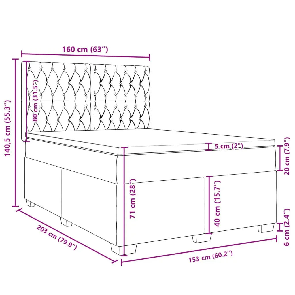 Queen Box Spring Bed with Height-Adjustable Headboard Pocket Spring Mattress Grey
