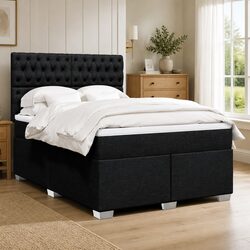 Queen Box Spring Bed with Adjustable Headboard and Mattress