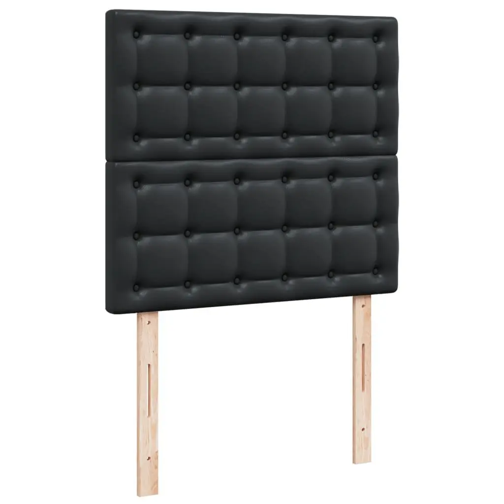 Box Spring Bed with Mattress Adjustable Headboard King Single Black Faux Leather