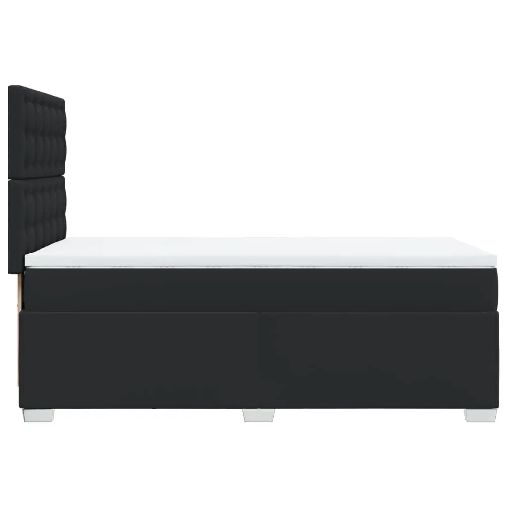 Box Spring Bed with Mattress Adjustable Headboard King Single Black Faux Leather