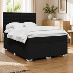 Black Double Box Spring Bed with Pocket Spring Mattress
