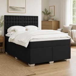 Queen Box Spring Bed with Adjustable Headboard and Mattress
