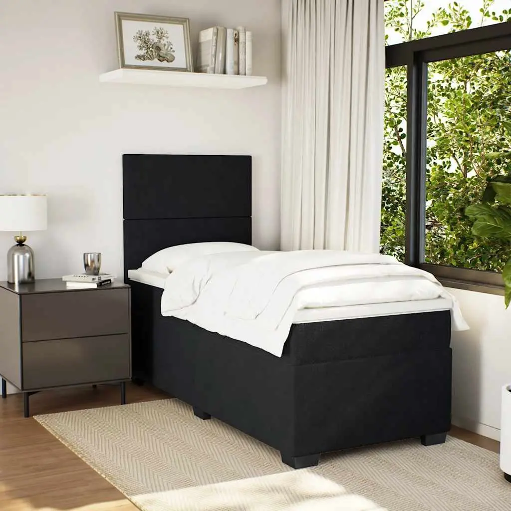 Box Spring Bed Adjustable Height King Single Black Velvet