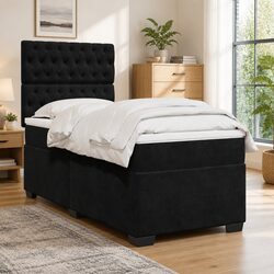 Box Spring Bed with Adjustable Headboard and Pocket Spring Mattress