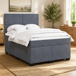Box Spring Bed with Pocket Spring Mattress in Dark Grey