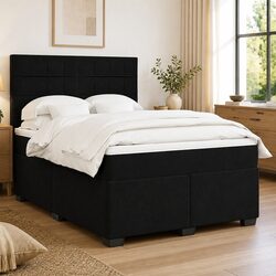 Double Box Spring Bed with Adjustable Headboard and Pocket Sprung Mattress