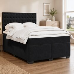 Queen Box Spring Bed with Adjustable Headboard and Pocket Mattress