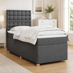 King Single Box Spring Bed with Adjustable Headboard