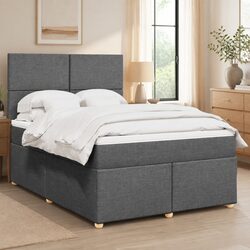 Double Box Spring Bed with Pocket Spring Mattress and Headboard