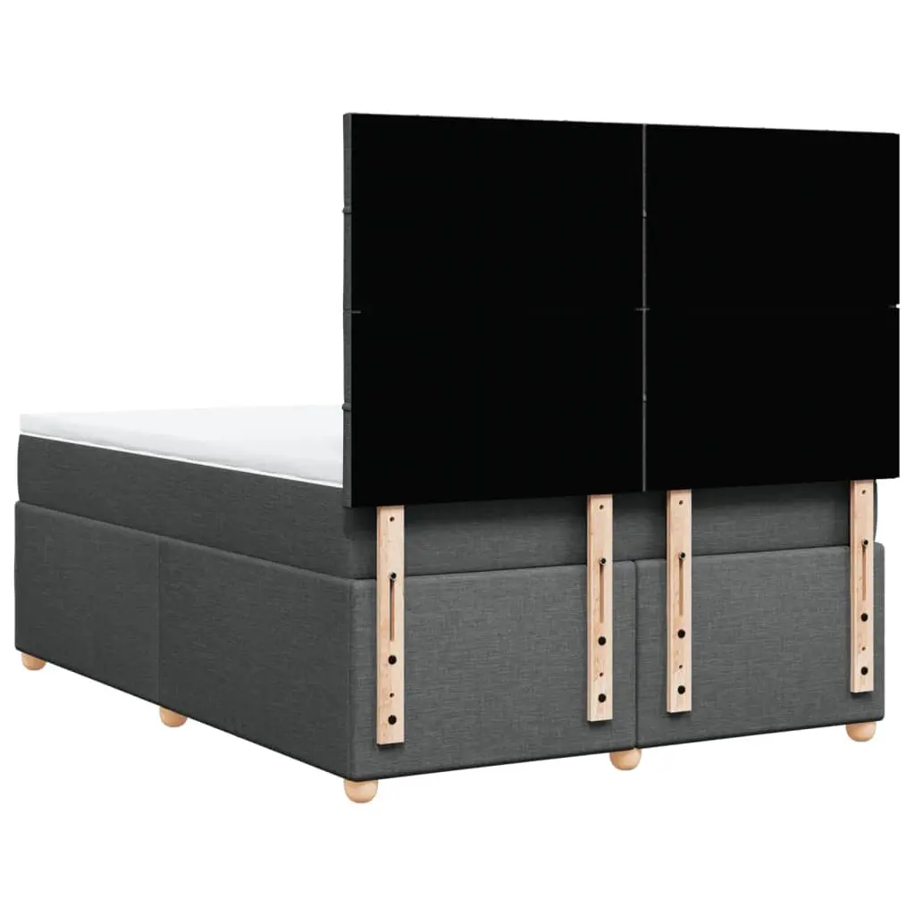 Queen Box Spring Bed with Pocket Spring Mattress Height Adjustable Headboard Dark Grey