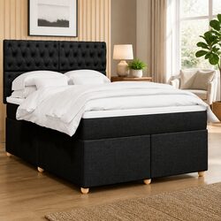 Queen Box Spring Bed with Pocket Spring Mattress and Headboard