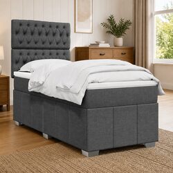 King Single Box Spring Bed with Pocket Spring Mattress in Grey