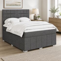 Queen Size Box Spring Bed with Adjustable Headboard and Mattress