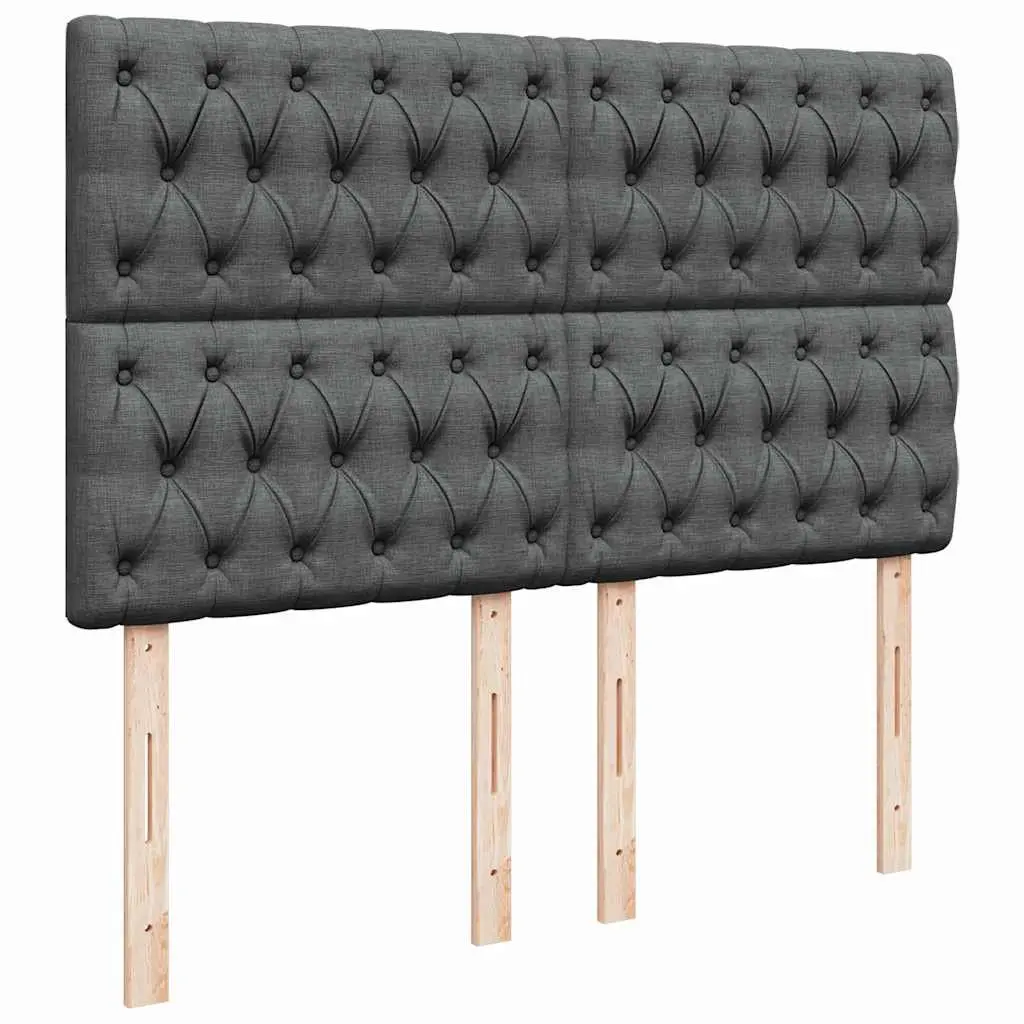 Queen Box Spring Bed Adjustable Headboard Pocket Sprung Mattress Dark Grey Fabric