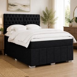 Queen Size Box Spring Bed with Pocket Spring Mattress and Headboard