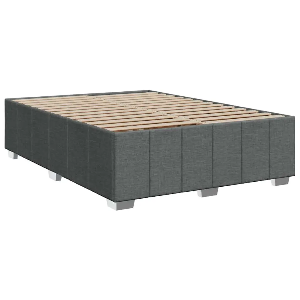 Queen Box Spring Bed with Pocket Sprung Mattress Adjustable Headboard Grey Fabric
